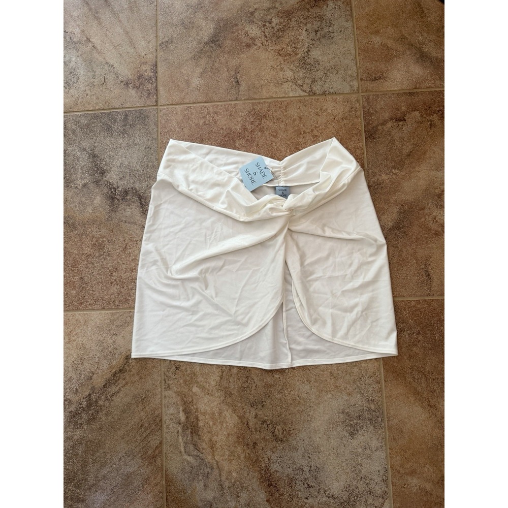 Shade & Shore Off-White Twist-Front Swim Skirt Cover-Up ~ Size XL (16) NWT